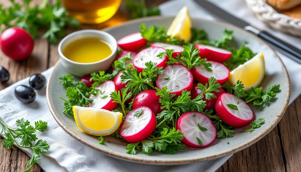 découvrez la salade de radis préparée selon la technique secrète des maraîchers : fraîcheur, croquant et saveurs sublimés. astuces exclusives pour une entrée originale et savoureuse !