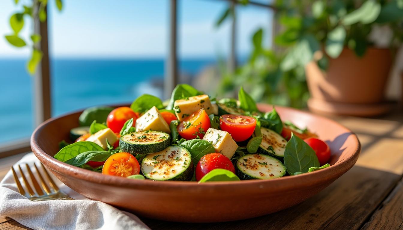 découvrez notre recette de salade tiède aux légumes grillés, prête en seulement 15 minutes ! une explosion de saveurs et de couleurs pour un plat léger et savoureux, idéal pour vos repas rapides.