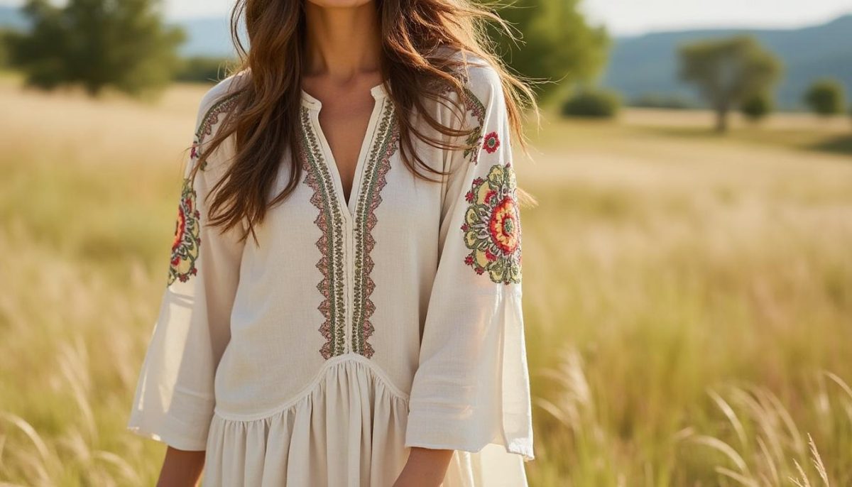 découvrez notre tunique boho chic pour femmes, confectionnée en coton-lin léger et agrémentée de broderies élégantes. parfaite pour un look décontracté et raffiné, elle offre confort et style en toutes saisons.