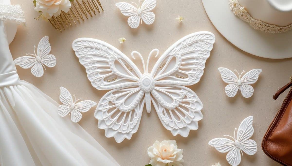 sublimez vos vêtements, robes de mariée, accessoires de coiffure, chapeaux et sacs avec ces magnifiques patches papillon en organza brodé de dentelle blanche, parfaits pour une touche élégante et raffinée.