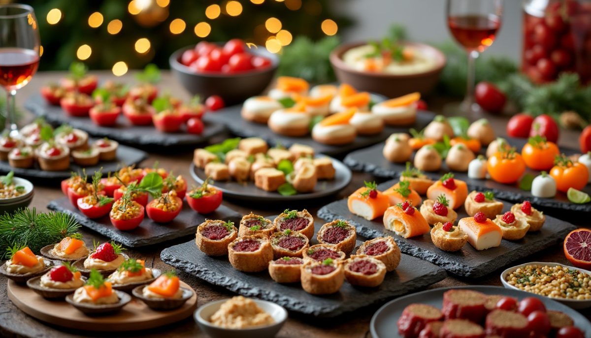 découvrez 25 recettes festives pour un apéritif dînatoire de noël inoubliable ! surprenez vos invités avec des idées gourmandes, faciles à réaliser et parfaites pour célébrer les fêtes.