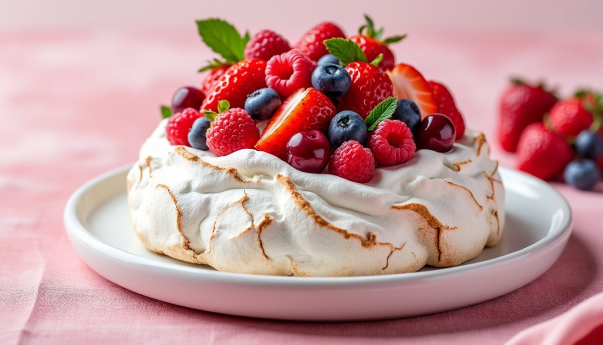 succombez à la douceur estivale avec la pavlova aux fruits rouges de chouchou : un dessert léger, gourmand et plein de fraîcheur pour des moments d'évasion gourmande cet été.