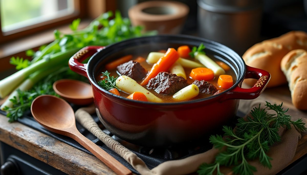 découvrez la recette traditionnelle du pot-au-feu de grand-mère : un plat familial réconfortant, mijoté lentement avec des légumes frais et de la viande tendre. tous les secrets pour réussir un pot-au-feu savoureux et authentique !