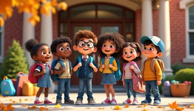 découvrez la rentrée scolaire pleine de tendresse avec labubu en uniforme, accompagné de jacques, gabriella, charlène et albert, tous prêts pour une nouvelle année avec leurs cartables. une scène adorable à ne pas manquer !