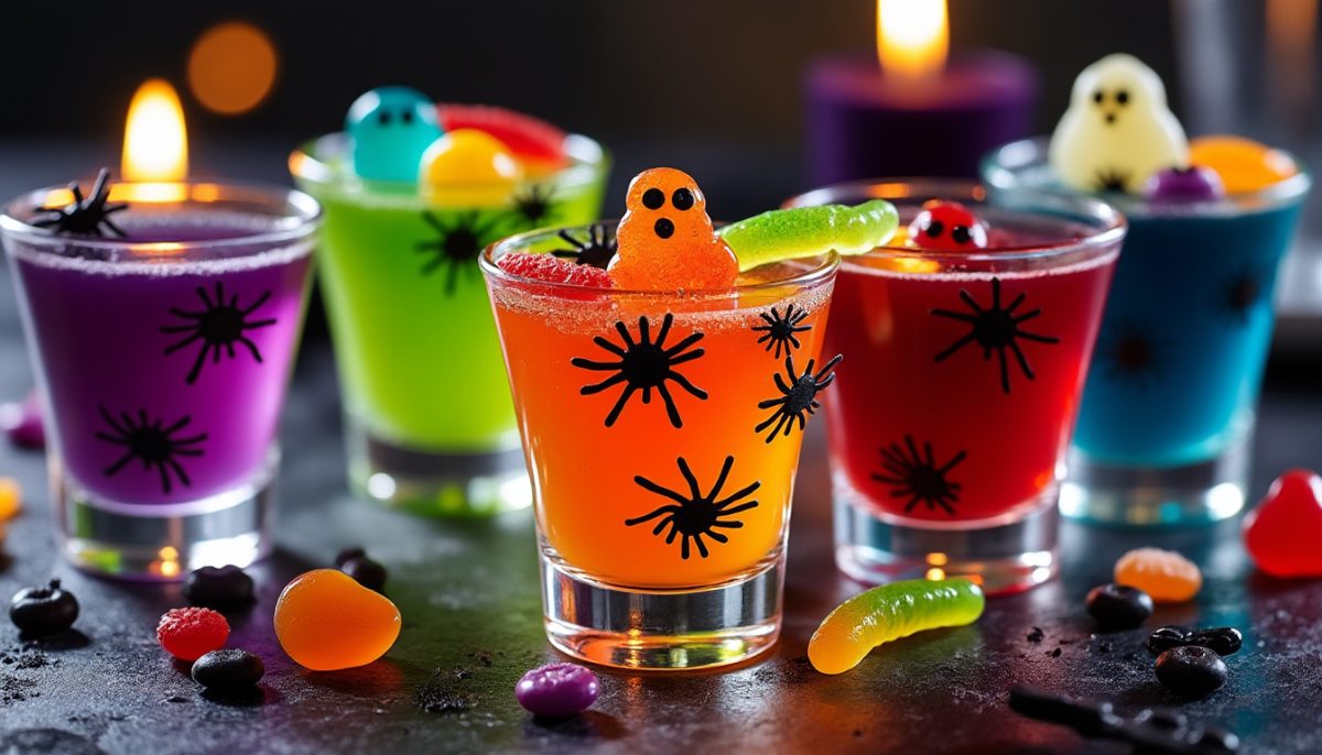 découvrez 5 recettes colorées de shots gélatine spécialement conçues pour halloween. idéales pour animer vos soirées entre adultes avec des saveurs originales et des présentations effrayantes !