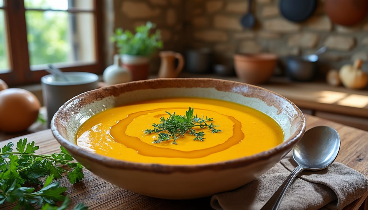 découvrez notre délicieuse recette de soupe à la courge muscade, ultra crémeuse et onctueuse sans aucune crème ajoutée. parfaite pour un repas sain, léger et plein de saveurs automnales.