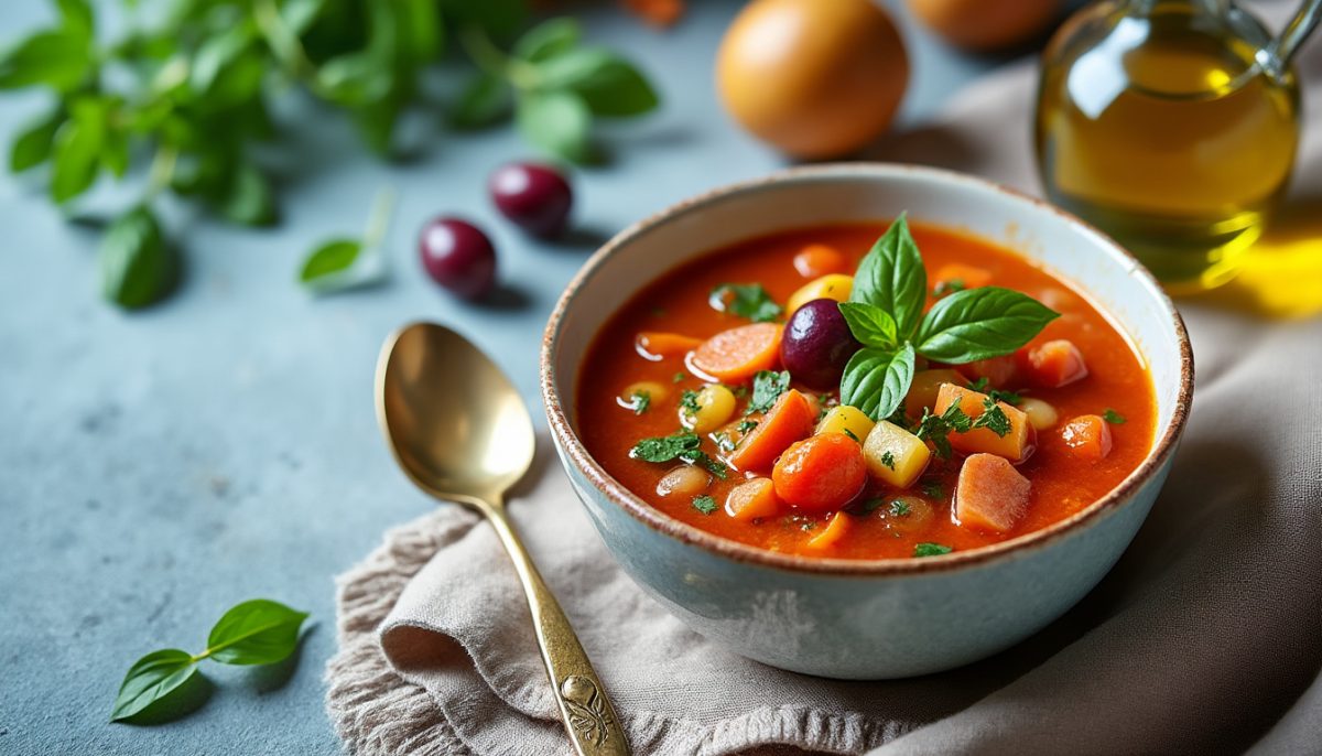 découvrez la véritable soupe minestrone italienne, préparée selon la recette traditionnelle de grand-mère : un mélange savoureux de légumes frais, de haricots et de pâtes pour un plat authentique et réconfortant.