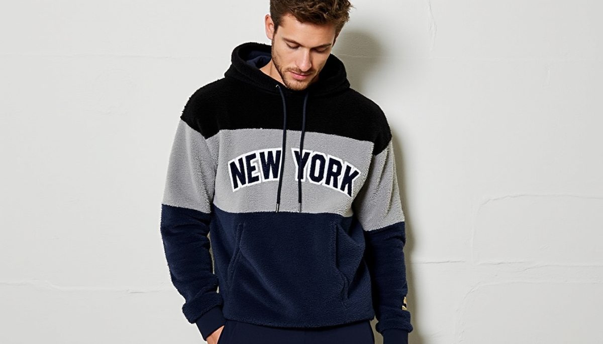découvrez le sweatshirt pour hommes zaful : un modèle confortable et tendance, à la texture fluffy, orné d'une broderie new york et d’un design colorblock moderne. idéal pour un look urbain décontracté.