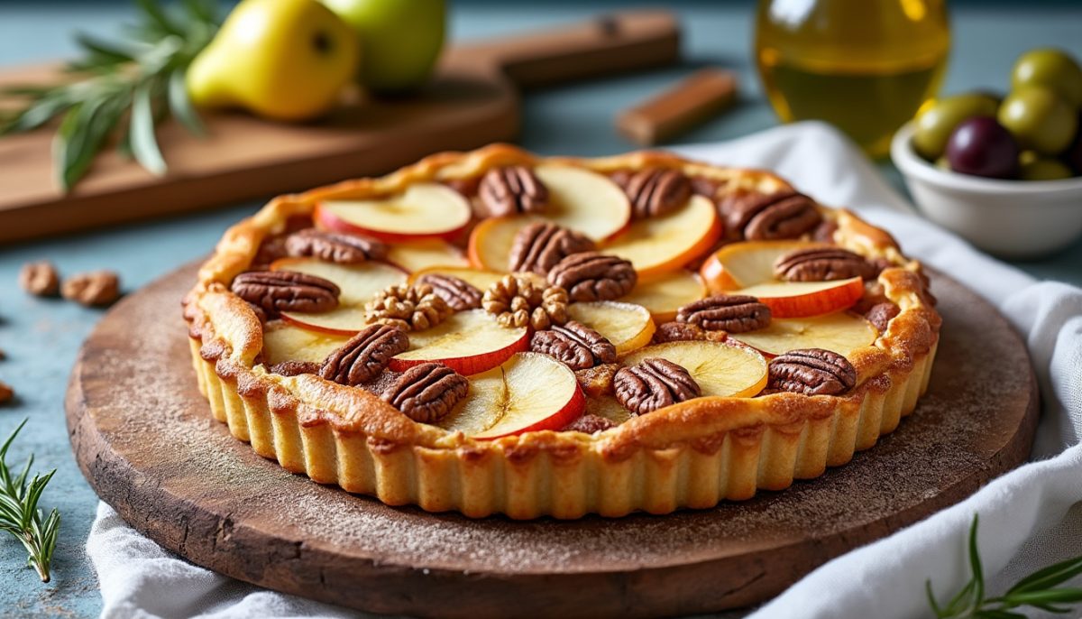 découvrez une tarte automnale gourmande à base de pommes, poires et noix. une recette facile et savoureuse qui associe parfaitement les saveurs de saison pour régaler petits et grands.