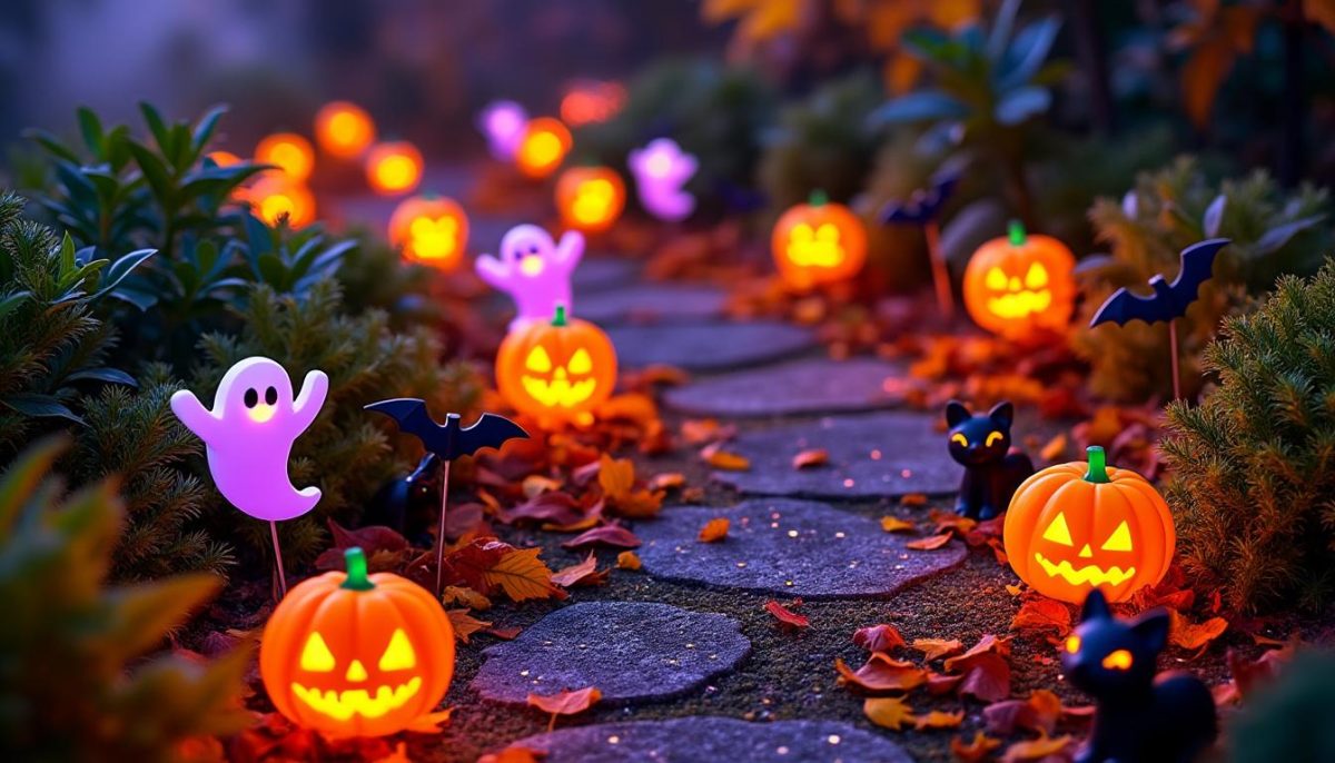 créez une ambiance effrayante pour halloween avec nos balises lumineuses solaires pour allée de jardin. écologiques et faciles à installer, elles illumineront vos extérieurs pour une fête inoubliable !