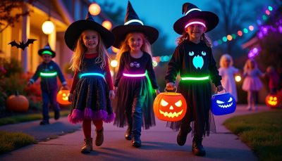 assurez la sécurité de vos enfants pendant halloween avec des bandes réfléchissantes faciles à poser. rendez-les visibles la nuit lors de la collecte de bonbons !