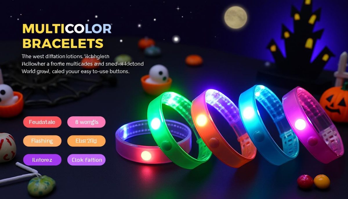 découvrez nos bracelets led halloween pour enfants, disponibles en plusieurs couleurs et modes clignotants. accessoire lumineux idéal pour sécuriser et égayer la fête !