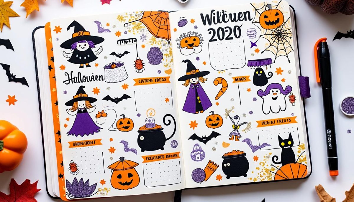 découvrez des idées de spreads bullet journal pour halloween et des stickers à imprimer pour personnaliser vos pages et organiser votre mois d'octobre avec créativité.