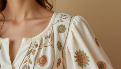 découvrez cette chemise brodée à manches ballon inspirée du style français minimaliste. offrez une touche vintage et ethnique à votre garde-robe féminine avec cette pièce élégante au charme intemporel.