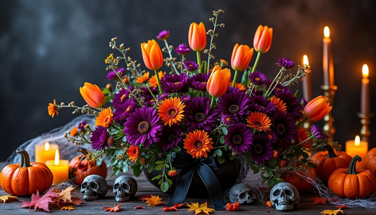 découvrez nos compositions florales halloween artificielles pour une décoration festive et durable. apportez une touche effrayante et élégante à votre intérieur avec des fleurs synthétiques de qualité, idéales pour célébrer halloween sans contraintes d'entretien.