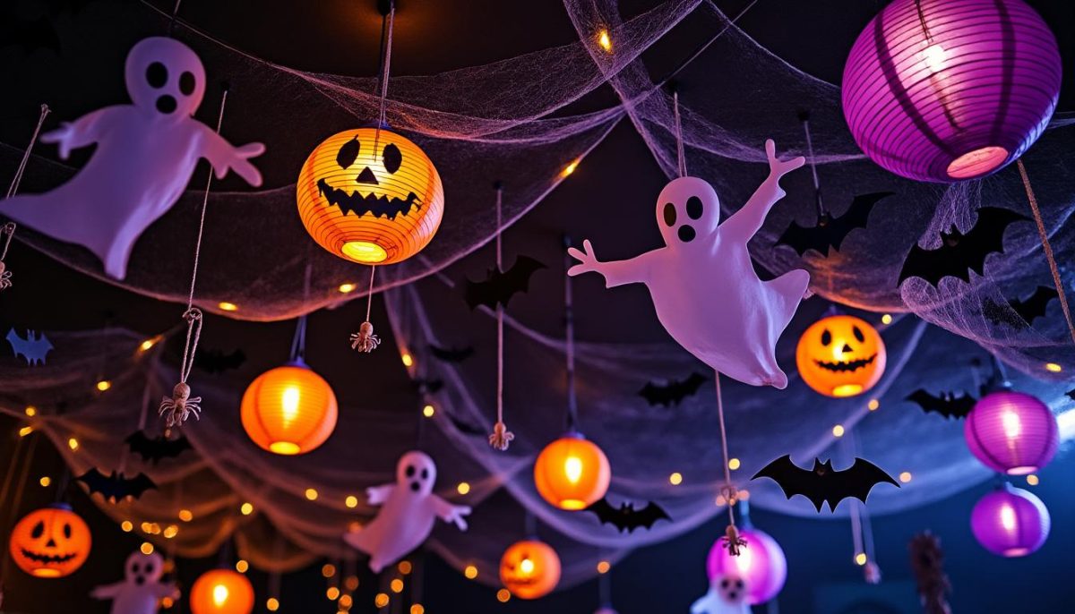découvrez notre sélection de décorations de plafond pour halloween ! suspensions originales, toiles d’araignée, lanternes et éléments effrayants pour transformer votre intérieur et créer une ambiance terrifiante lors de votre fête.