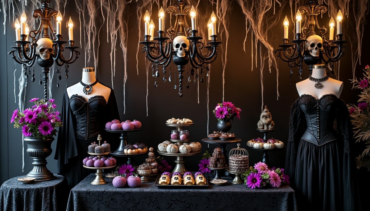 découvrez notre collection halloween à petit prix, inspirée du gothic revival : chandeliers mystérieux, crânes décoratifs et accessoires uniques pour une ambiance sombre et élégante.