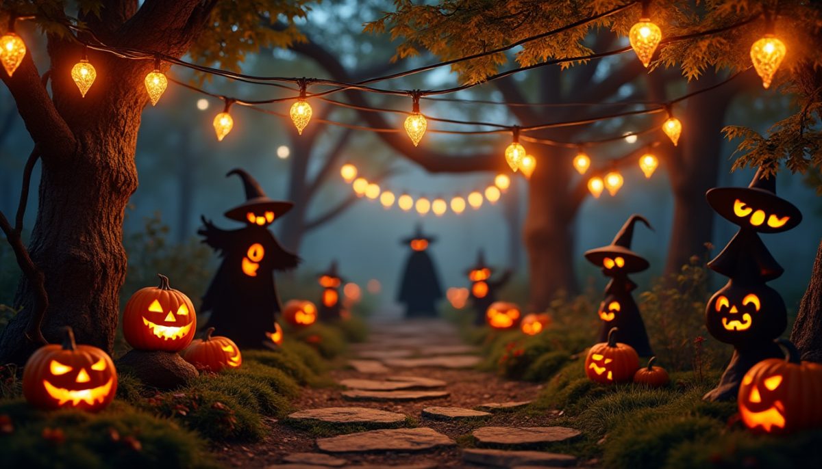 illuminez votre fête avec nos guirlandes halloween en fil de cuivre, disponibles en version cordon ou solaire. ambiance magique garantie pour une décoration effrayante et originale !