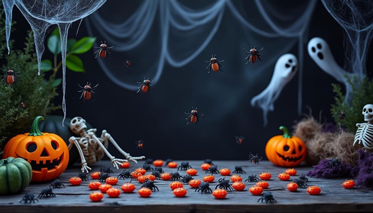 ajoutez une touche terrifiante à votre fête d'halloween avec ces insectes factices : mouches, cafards et araignées ultra réalistes. idéals pour vos décorations effrayantes et farces surprenantes !