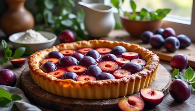 découvrez la savoureuse recette de tarte aux prunes de julie andrieu, un dessert facile et parfait pour régaler petits et grands gourmands lors de vos moments en famille ou entre amis.