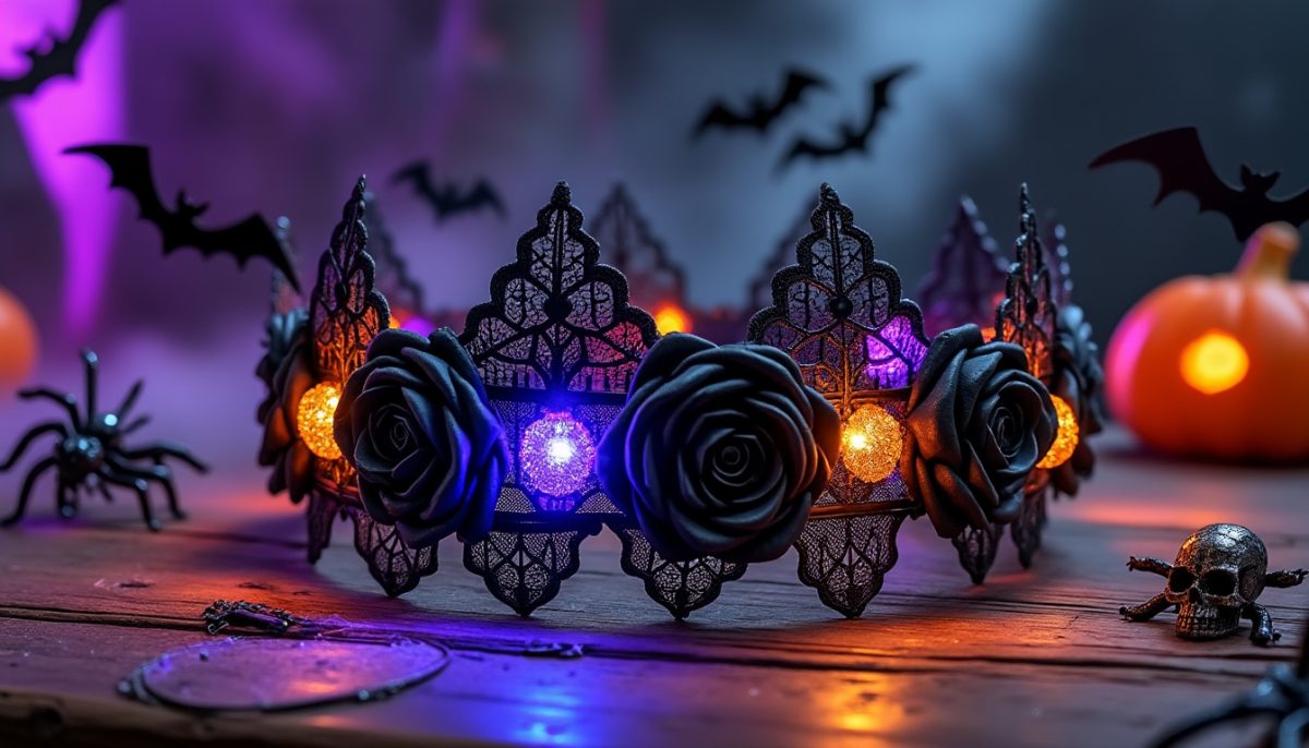 découvrez nos kits de couronnes halloween avec bases, fleurs noires élégantes et led intégrées. créez facilement une décoration originale et lumineuse pour une ambiance mystérieuse et festive !