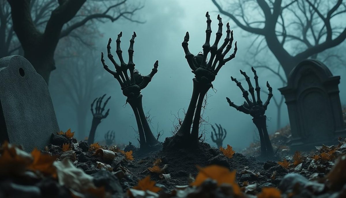 ajoutez une touche effrayante à votre décoration avec nos mains sortant du sol pour halloween. effet réaliste garanti pour surprendre vos invités et réussir une ambiance terrifiante !