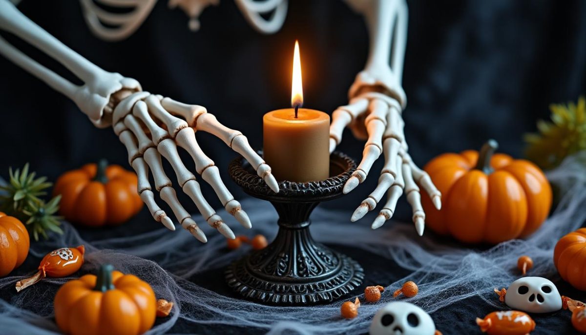 ajoutez une touche effrayante à votre décoration avec notre porte-bougie mains de squelette pour halloween. idéal pour créer une ambiance mystérieuse et unique lors de vos soirées effrayantes !