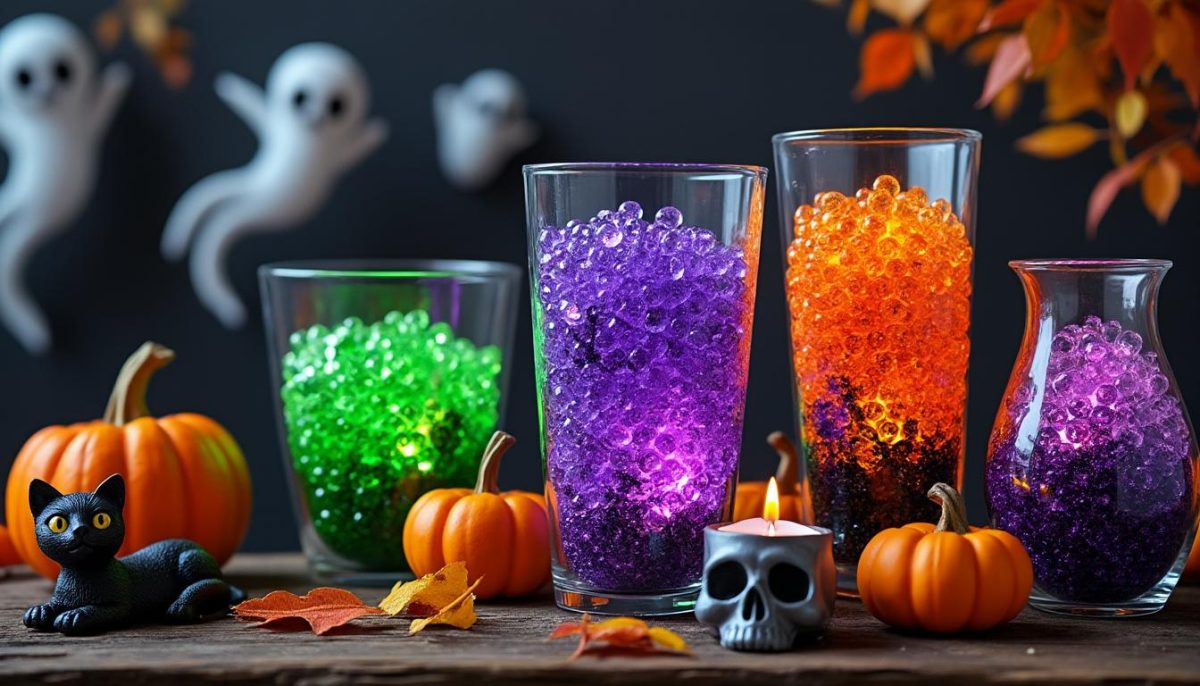 décorez votre table d’halloween avec des perles de pluie originales ! idéales pour sublimer vos vases et créer une ambiance effrayante, elles apportent couleur et mystère à votre décoration de fête.