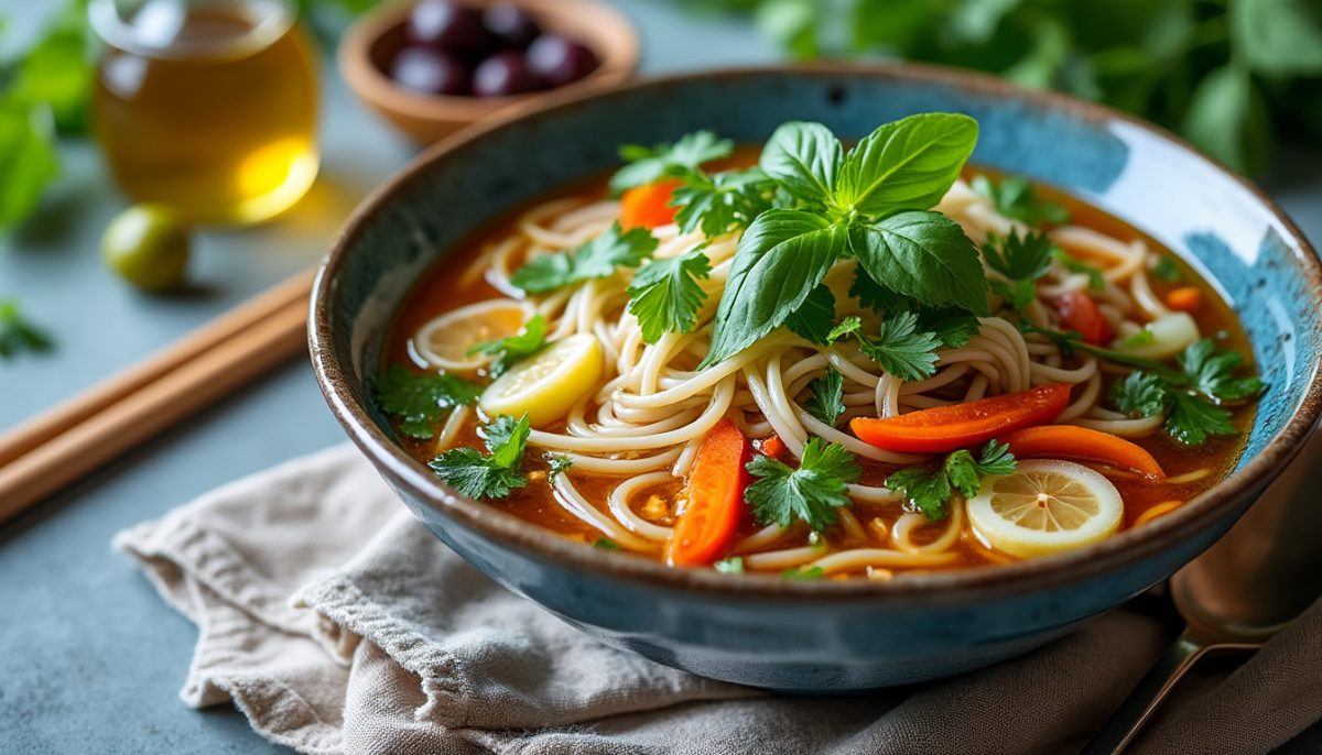 découvrez le pho végétarien, une savoureuse adaptation de la célèbre soupe vietnamienne. ingrédients frais, bouillon parfumé et alternatives végétales pour un repas sain et gourmand.