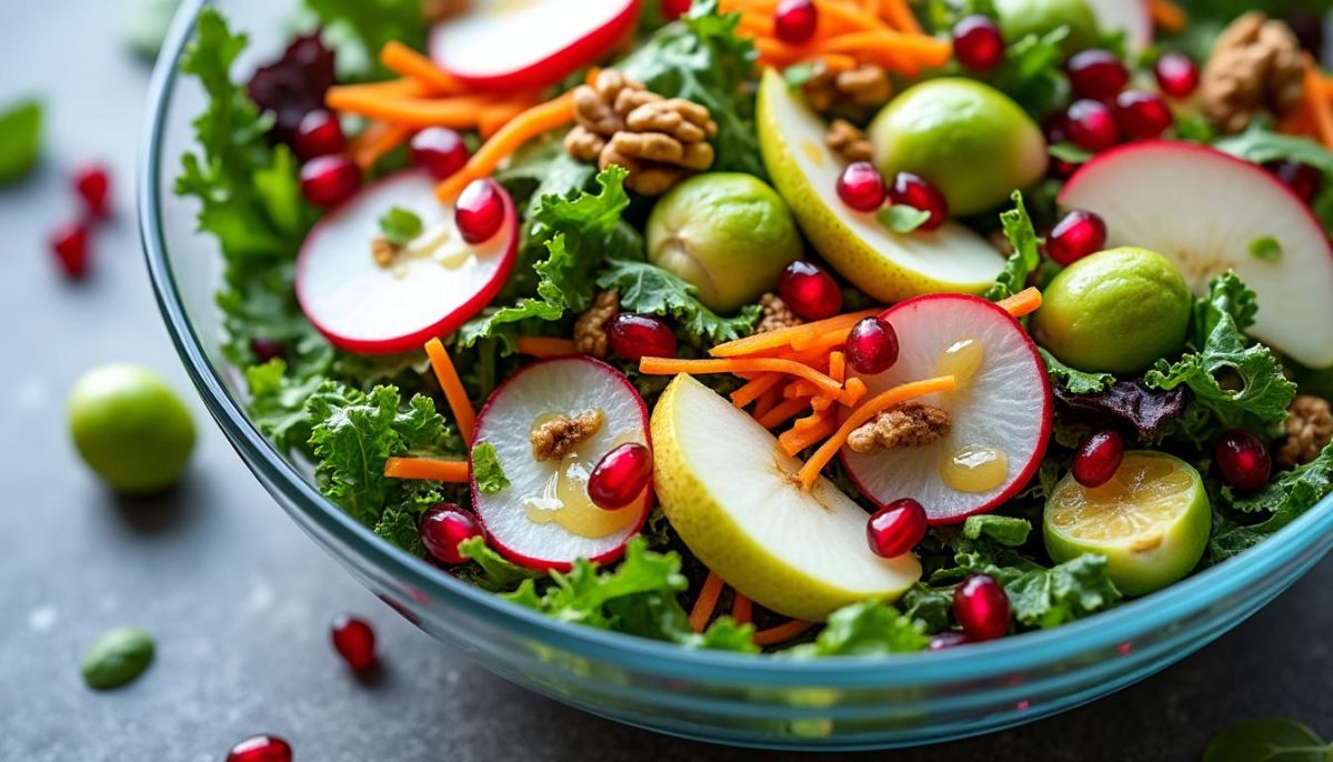 découvrez notre salade hivernale croquante et rafraîchissante, idéale pour apporter fraîcheur et vitalité à vos repas d'hiver. facile à préparer, pleine de saveurs et de textures!