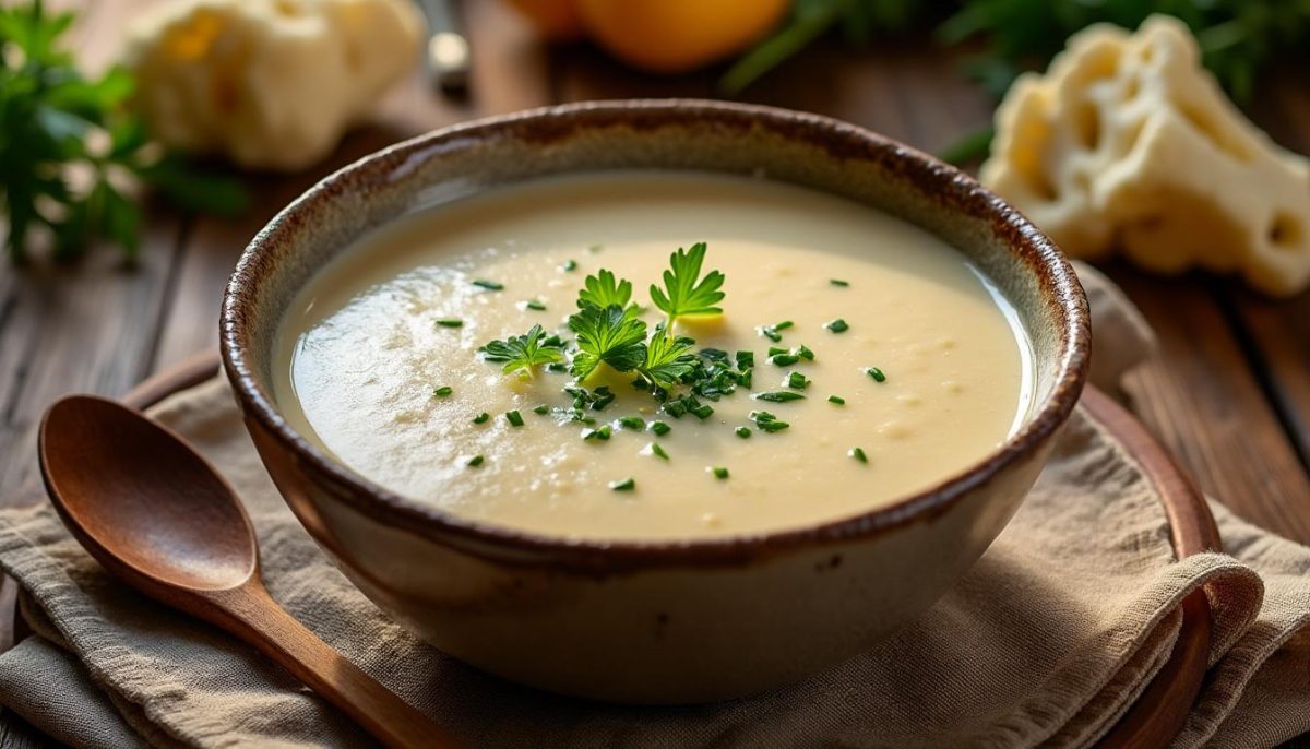 découvrez notre délicieuse recette de soupe veloutée au chou-fleur, onctueuse et crémeuse. parfaite pour réchauffer vos soirées, simple à préparer et idéale pour toute la famille.