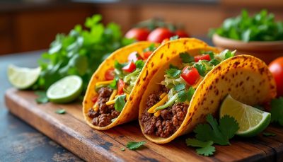 découvrez notre recette de tacos maison croustillants, garnis généreusement de viandes savoureuses, de légumes frais et de sauces onctueuses. idéal pour un repas convivial et délicieux !