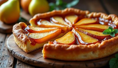 découvrez notre délicieuse tarte aux poires caramélisées, une pâtisserie fondante alliant douceur des fruits et onctuosité d’une pâte moelleuse. parfaite pour un dessert gourmand et raffiné !