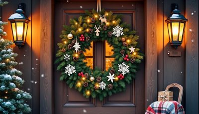 découvrez nos décorations pour porte de noël et transformez votre entrée en un véritable spectacle festif. accueillez vos invités avec style et esprit de fête!