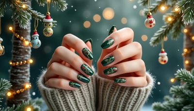découvrez nos designs d'ongles verts inspirés par la forêt festive de noël. idées créatives et élégantes pour un look hivernal unique et enchanteur.