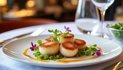 découvrez notre recette de saint-jacques gastronomique, préparée avec soin dans un restaurant digne des plus grandes tables pour une expérience culinaire raffinée.