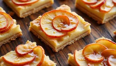 découvrez nos barres gourmandes aux pommes façon tarte, une délicieuse douceur fruitée et croustillante, parfaite pour toutes les occasions.