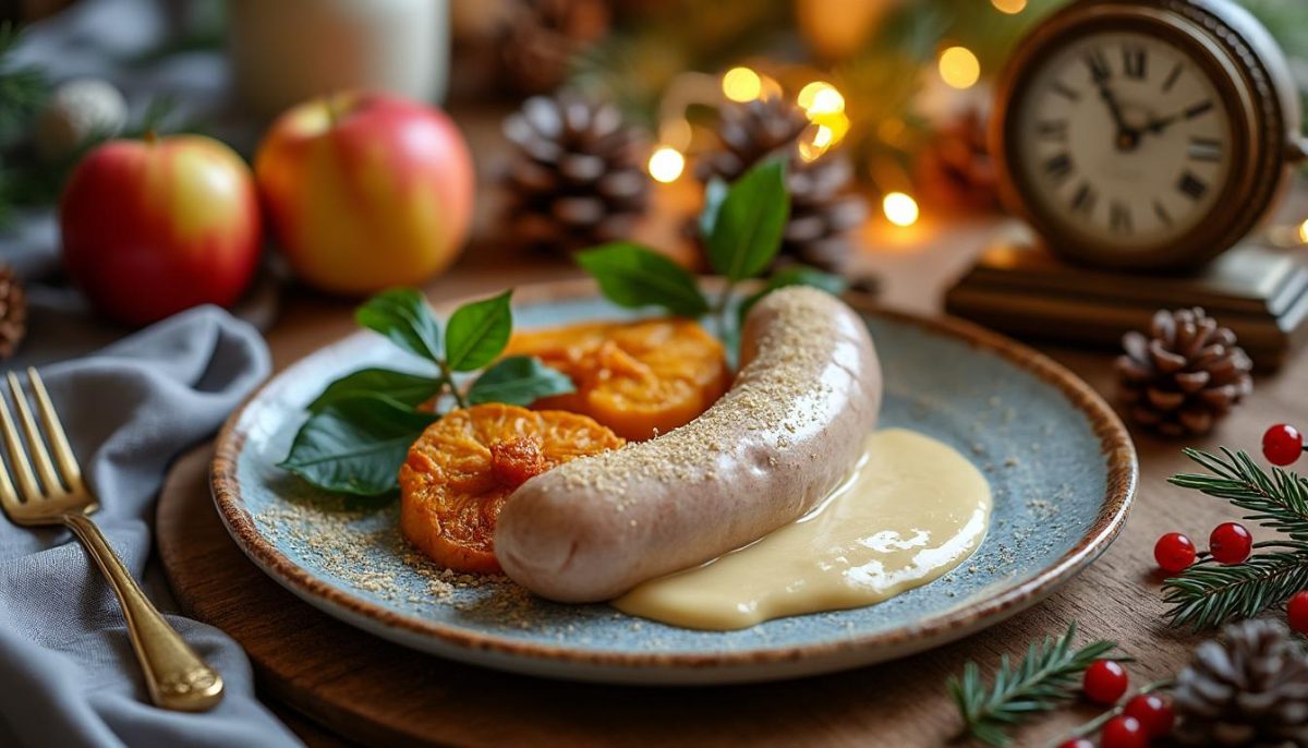 découvrez la recette star du 1er janvier 2026 : un boudin blanc savoureux accompagné d'une sauce douce et de pommes dorées. un plat festif et gourmand à ne pas manquer !