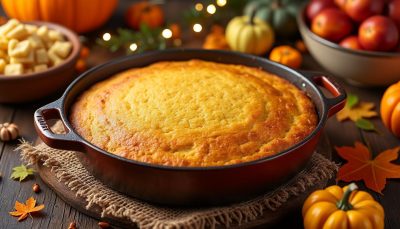 découvrez notre recette parfaite de casserole de pain de maïs, idéale pour les fêtes, sortie tout juste du four pour un goût chaleureux et réconfortant.