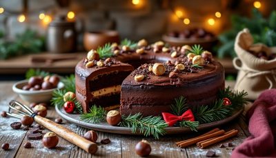 découvrez ce cake moelleux au chocolat et marron, prêt en seulement 10 minutes, idéal pour un dessert de noël délicieux à préparer la veille.