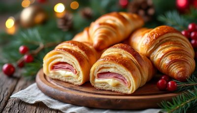 découvrez nos croissants feuilletés au jambon et mozzarella, un apéritif de noël doré et gourmand qui fera fondre vos invités de plaisir.