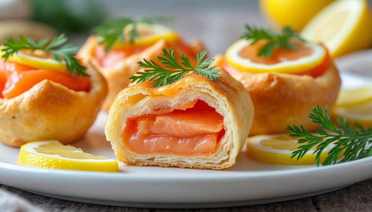 savourez ces bouchées feuilletées au saumon alliant fondant, croquant et une touche de fraîcheur citronnée, idéales pour impressionner vos invités.