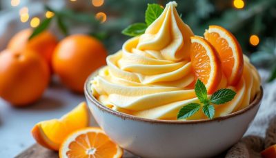 savourez notre yaourt glacé mangue-clémentine express, un dessert hivernal rafraîchissant et fruité, prêt en seulement 5 minutes pour une pause gourmande rapide et saine.