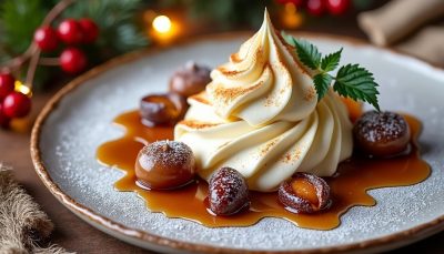 savourez un délice aérien aux marrons glacés et mascarpone, le dessert nostalgique parfait pour sublimer vos fêtes de fin d’année avec douceur et élégance.