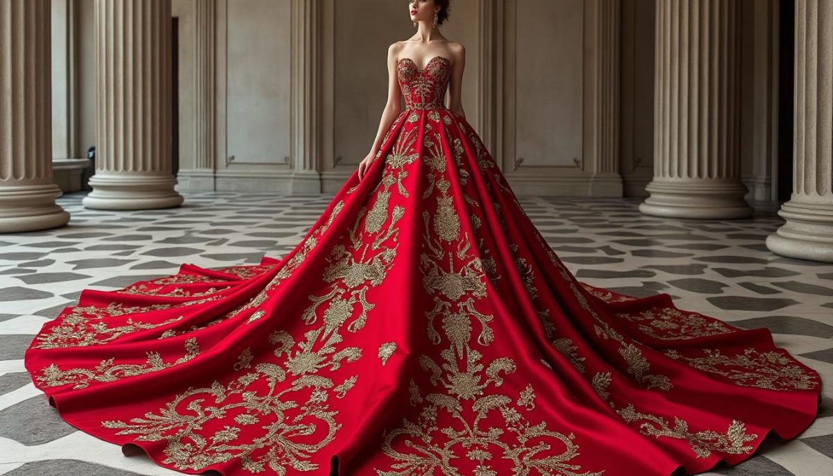 découvrez une robe unique créée grâce à la collaboration de centaines de personnes talentueuses à travers des dizaines de pays, symbolisant l'unité et la créativité internationale.