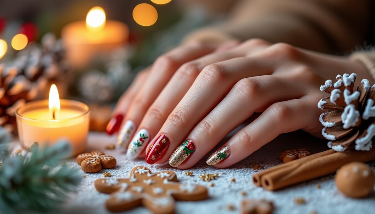 découvrez nos designs d'ongles courts pour noël, idéaux pour sublimer vos ongles courts avec style et élégance durant les fêtes.