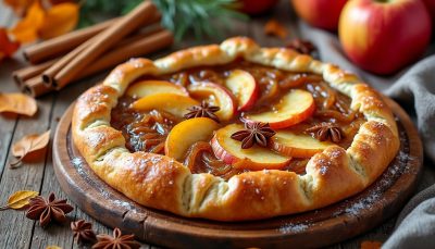 découvrez ce feuilleté hivernal au brie, pommes et oignons caramélisés, une alternative gourmande aux chips qui saura séduire tous les palais à l'apéritif.