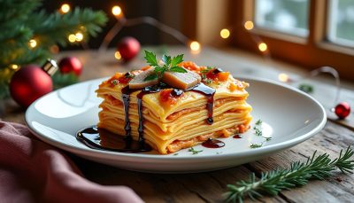 découvrez notre recette festive de lasagnes de noël au foie gras, alliant tradition et gourmandise pour un repas raffiné et convivial.