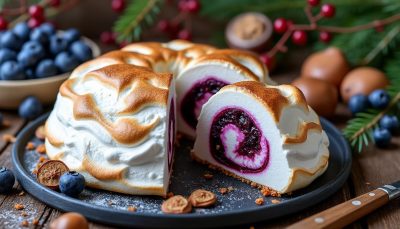 découvrez une recette de noël innovante avec le dôme meringué au cœur myrtille et crème de marron, une alternative gourmande qui sublime la fête en remplaçant la traditionnelle bûche.