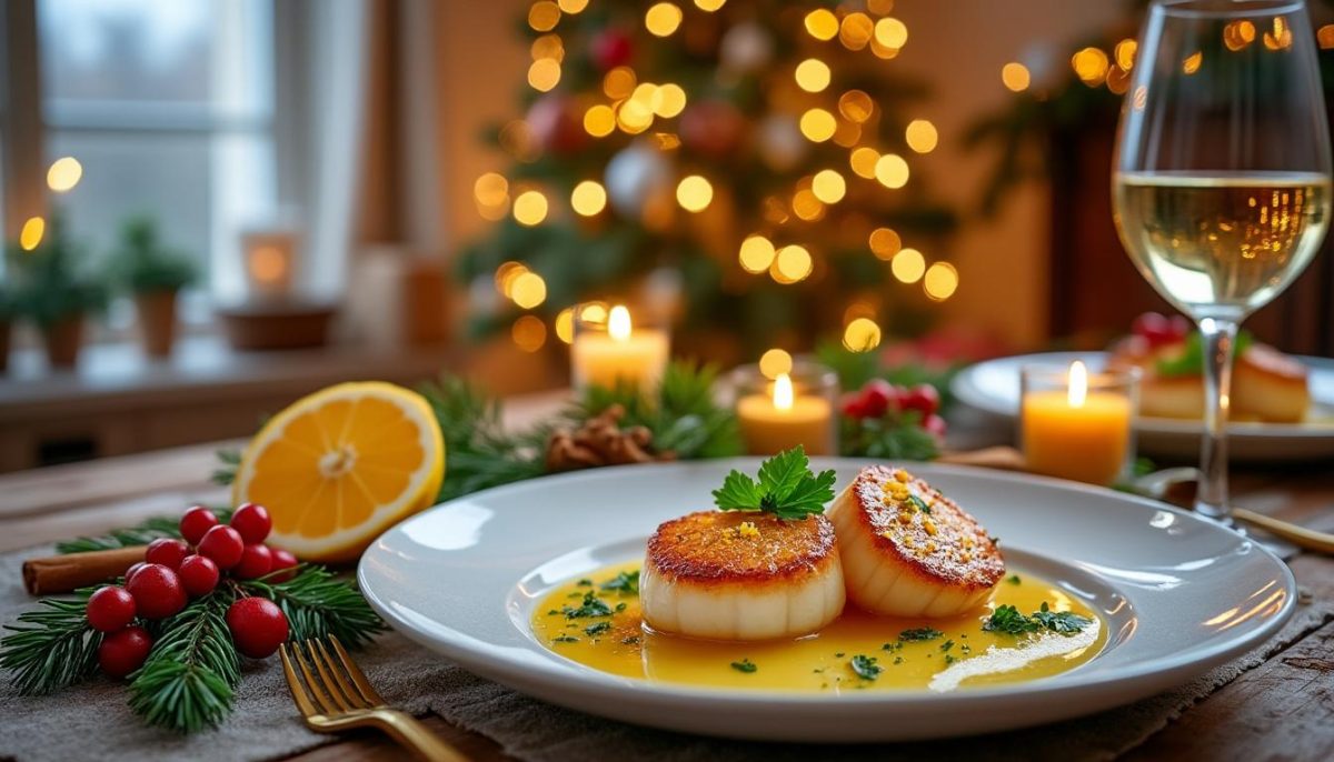découvrez une recette festive simple et raffinée à base de noix de saint-jacques, idéale pour impressionner vos invités avec élégance et saveurs délicates.